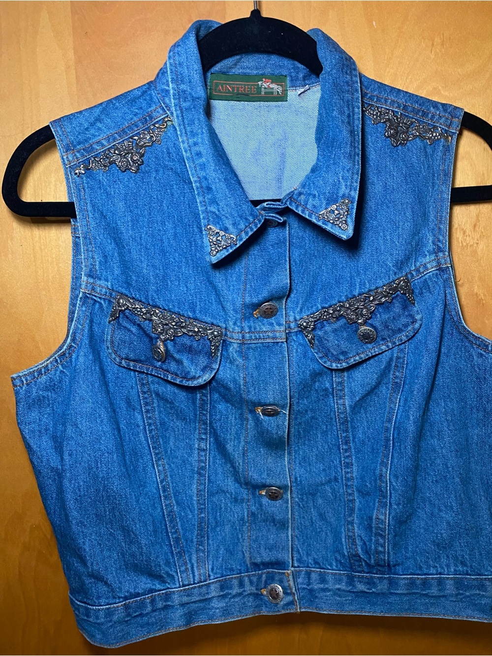 Women’s Blue Denim Embellished Vest